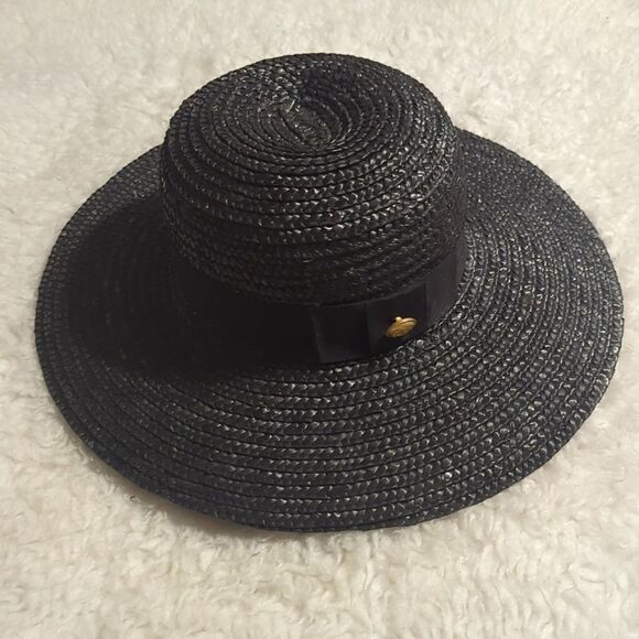 Vintage Wide Brim Ribbon Band Straw Sun Hat - Picture 9 of 11